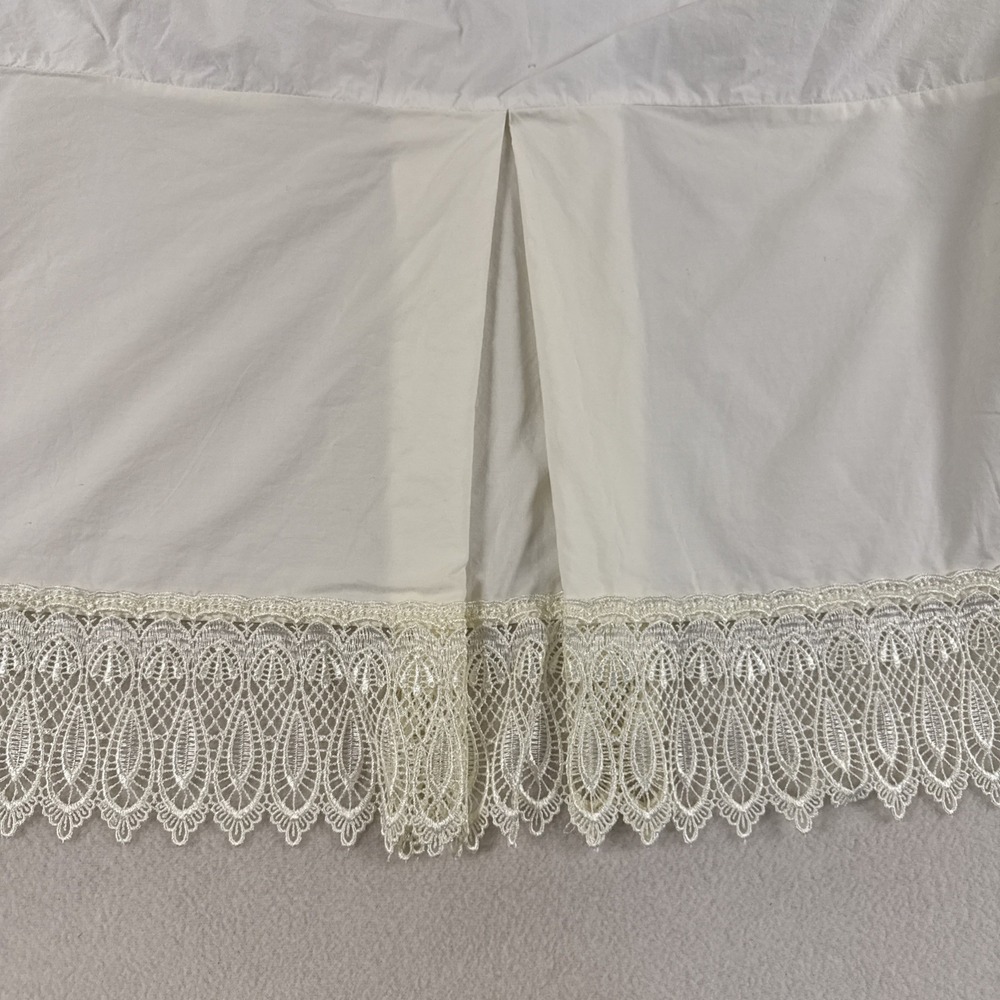 Charter Club Cal King Bed Skirt Lace Farmhouse Cottage Cream 15.5" Drop Pleats